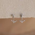 Diamond Cluster Ear Jackets  Silver 18K Gold Plated
