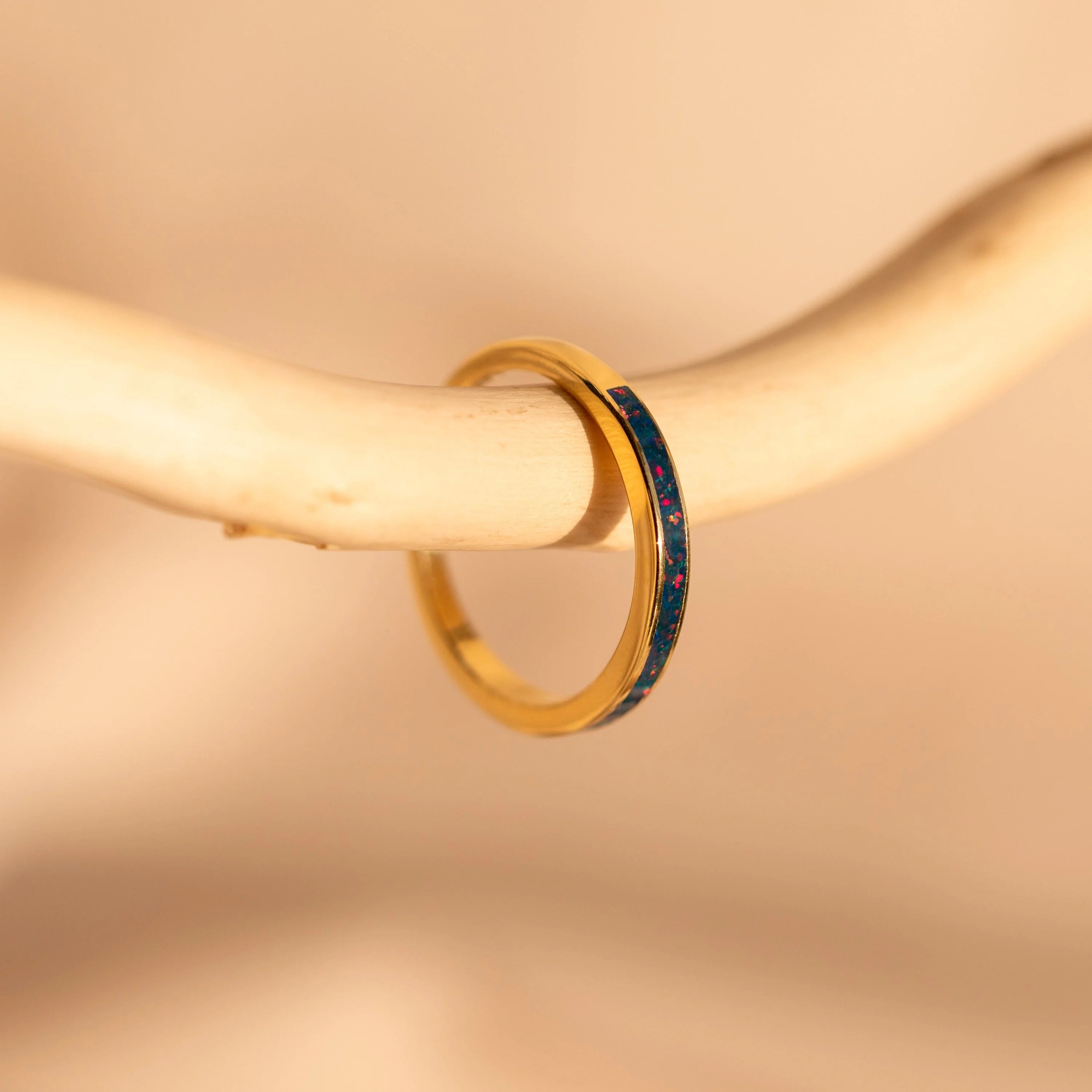 Indigo Opal Inlay Band  Silver 18K Gold Plated