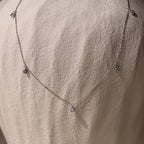 Diamond Station Necklace Silver 18K Gold Plated