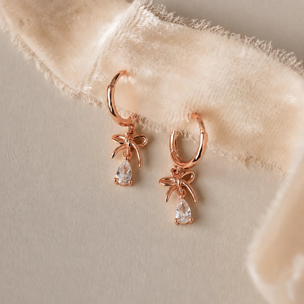 Ribboned Teardrop Hoop Earrings