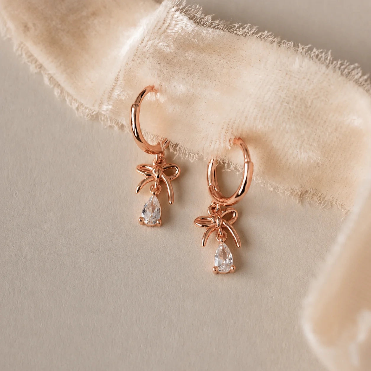Ribboned Teardrop Hoop Earrings