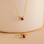 Toi et Moi Birthstone Necklace Silver 18K Gold Plated