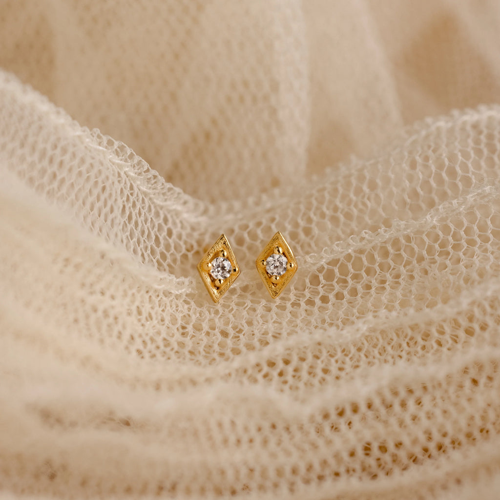 Ericka Diamond Studs Silver 18K Gold Plated