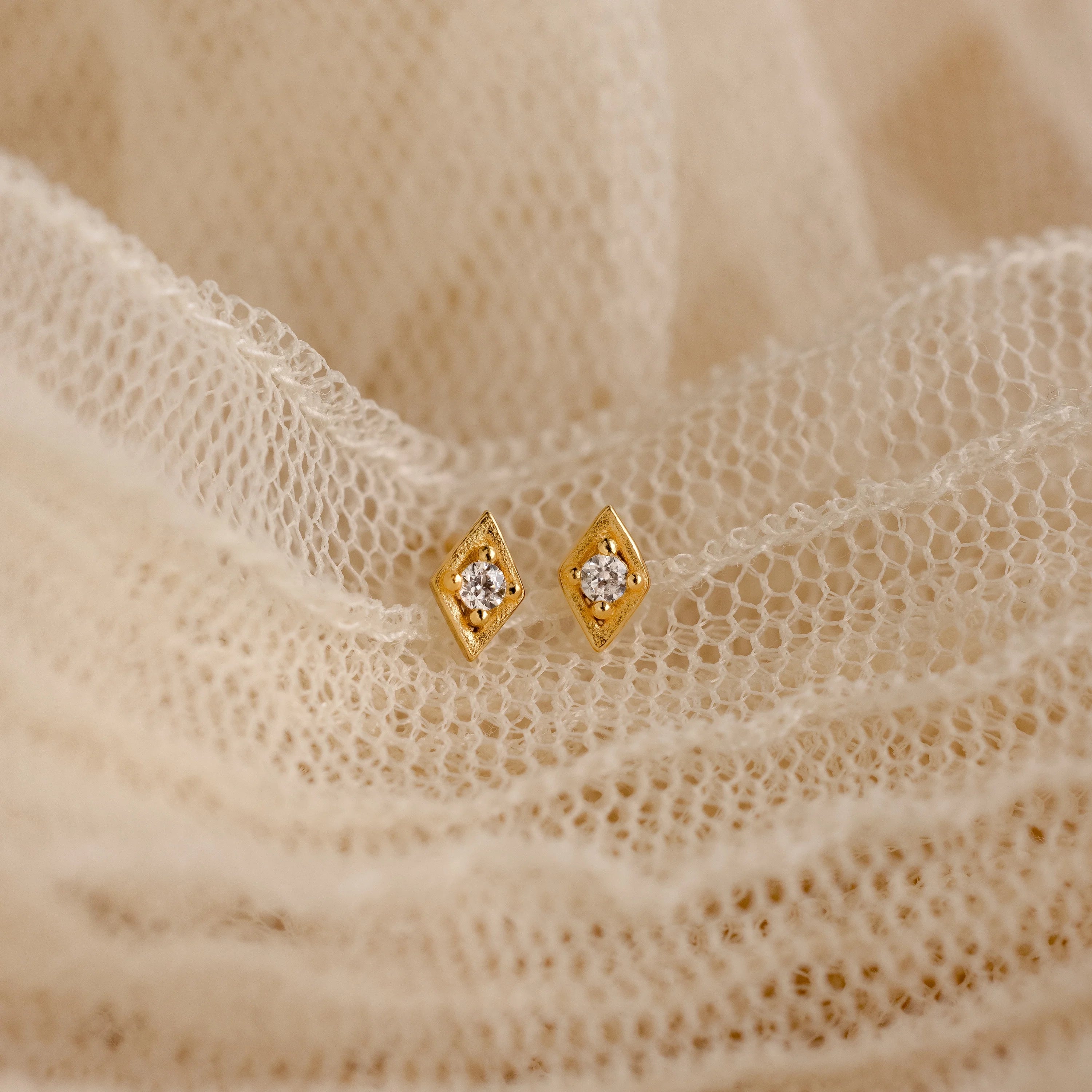 Ericka Diamond Studs Silver 18K Gold Plated