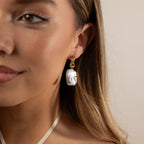 Celestial Baroque Pearl Charm Hoops Silver 18K Gold Plated