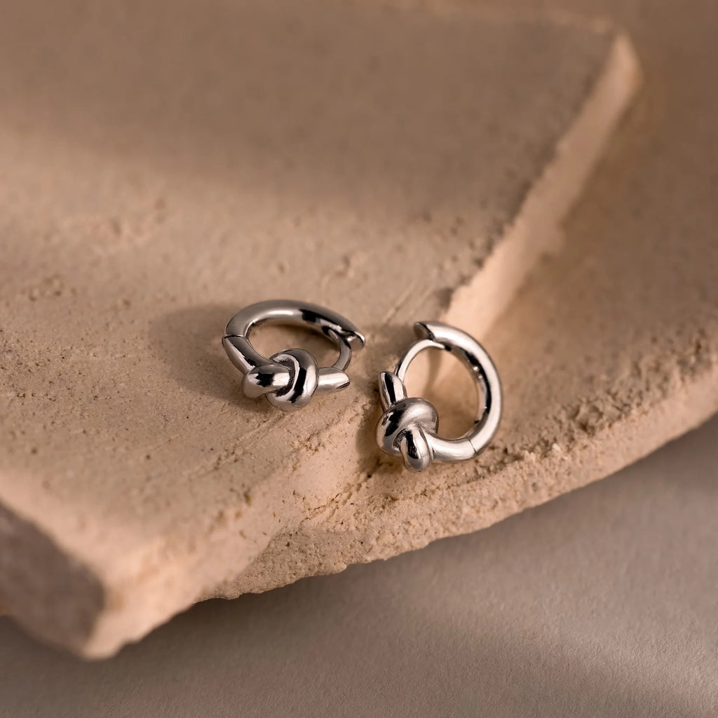 Love Knot Huggies Silver 18K Gold Plated