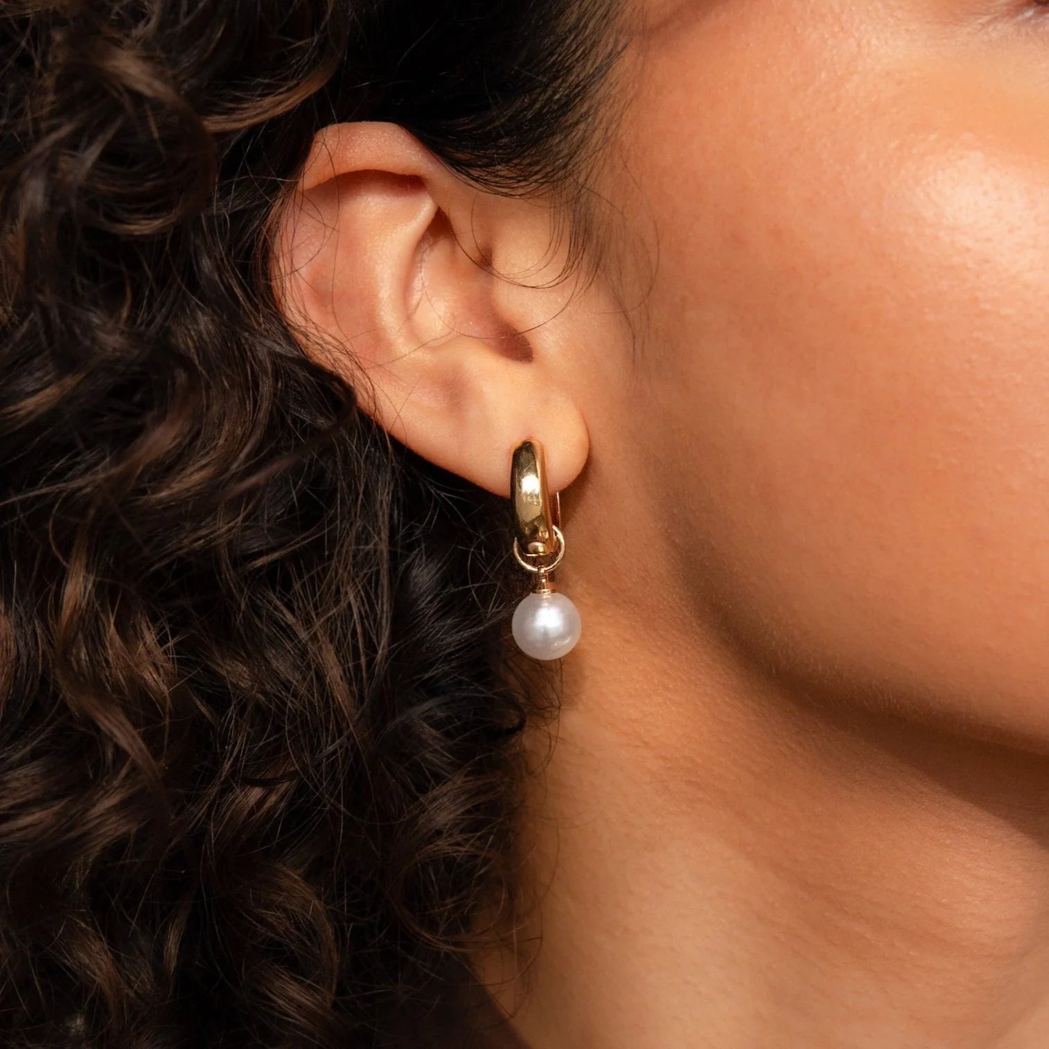 Bold Pearl Drop Earrings Silver 18K Gold Plated