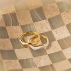 Duo Wave Ring Set Silver 18K Gold Plated