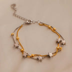 Mixed Metal Star Bracelet Silver 18K Gold Plated