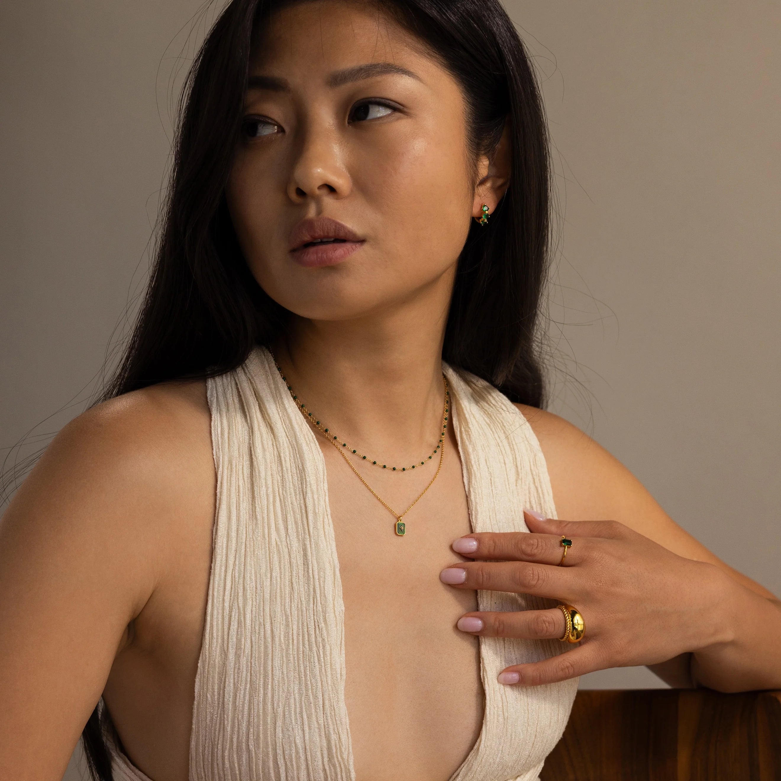North Star Gemstone Necklace Silver 18K Gold Plated