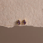 Birthstone Flatback Studs Silver 18K Gold Plated