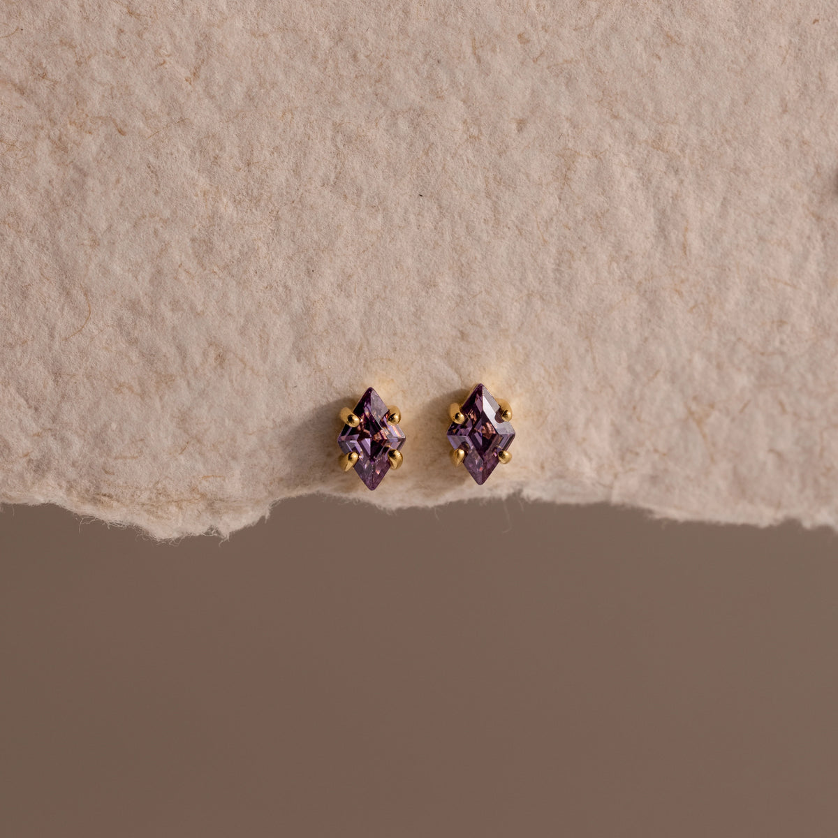 Birthstone Flatback Studs Silver 18K Gold Plated