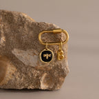 Onyx Honeybee Charm Silver 18K Gold Plated