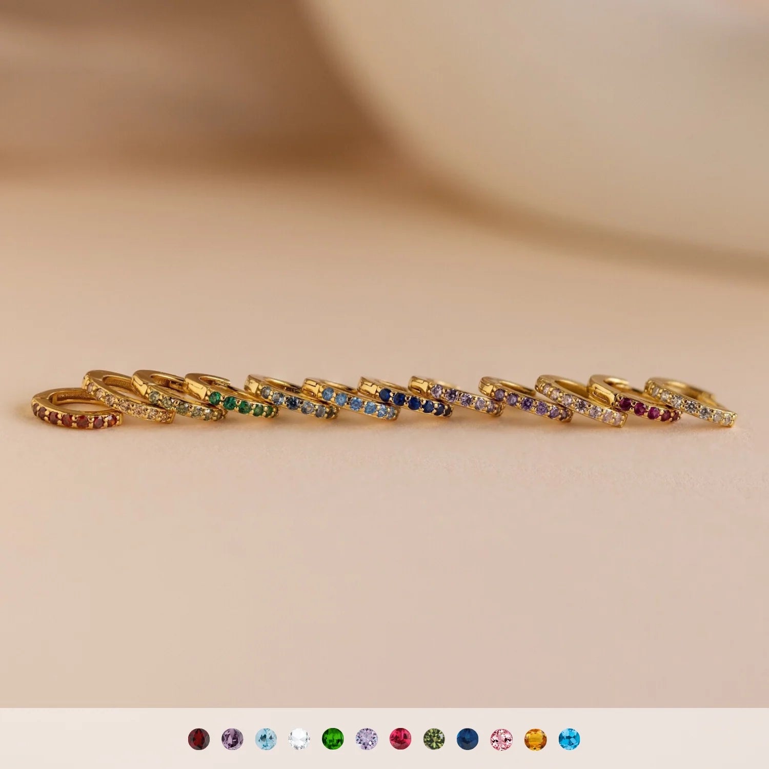 Dainty Pave Birthstone Huggies Silver 18K Gold Plated