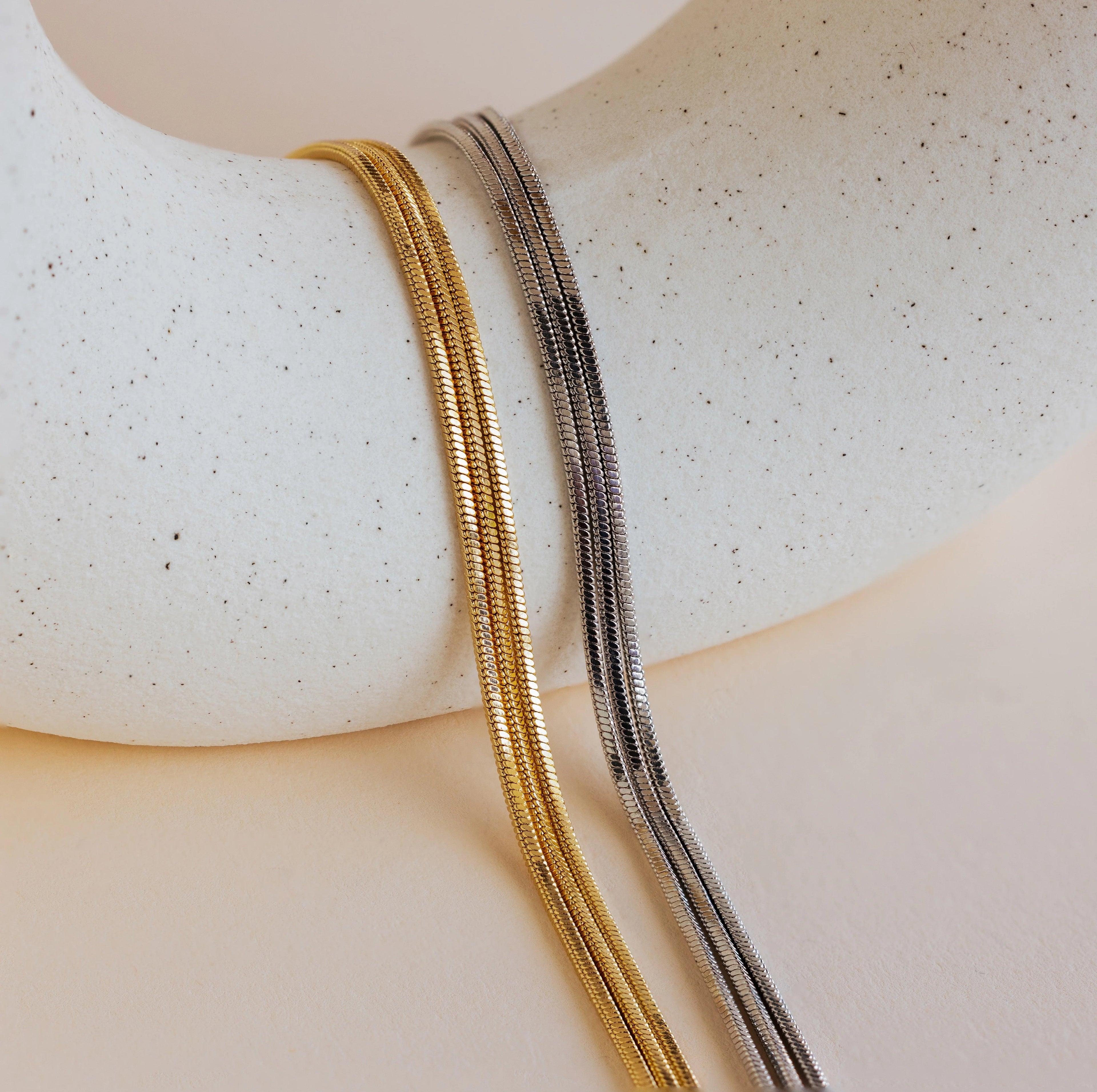 Triple Snake Chain Bracelet Silver 18K Gold Plated