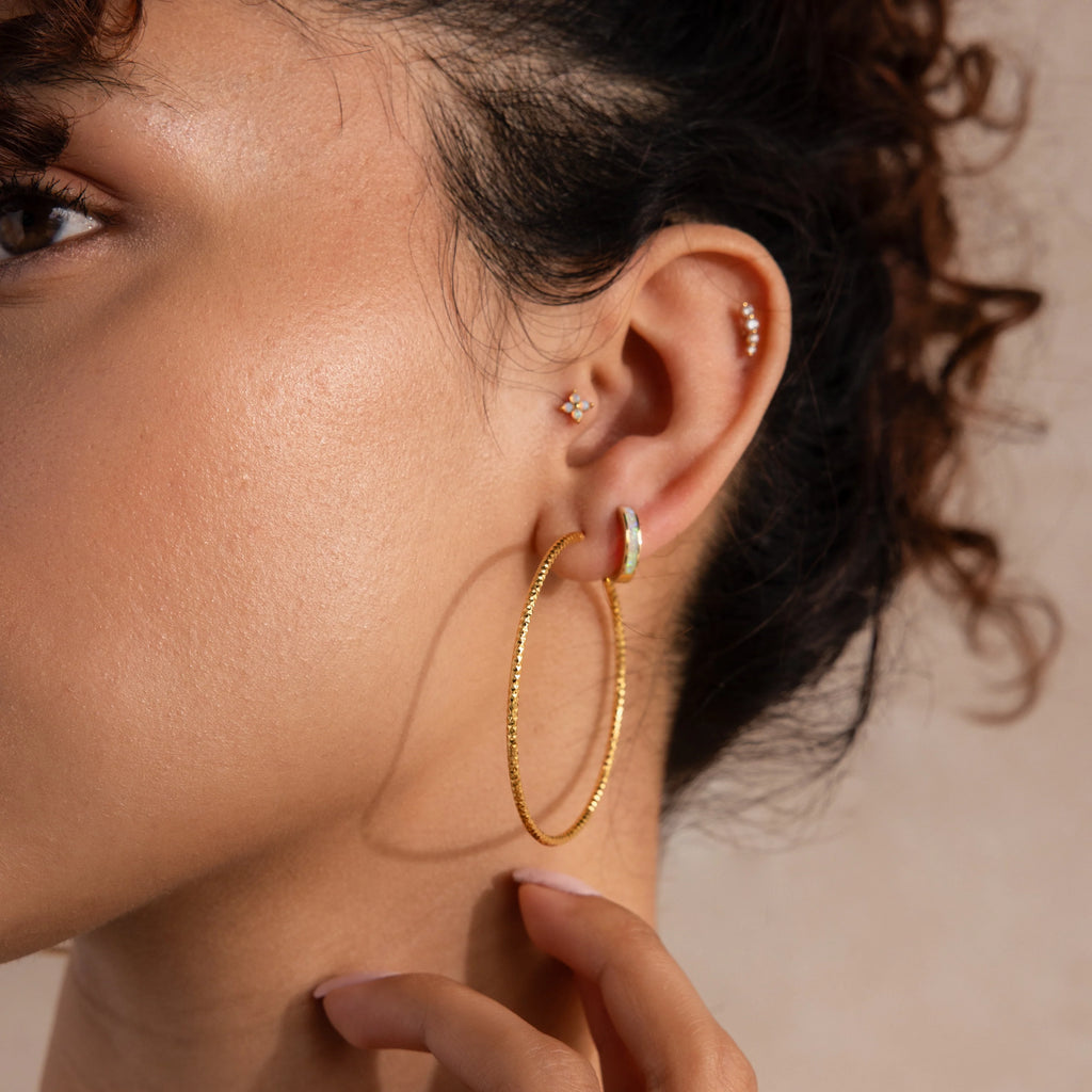 Thin Sparkle Hoops Silver 18K Gold Plated