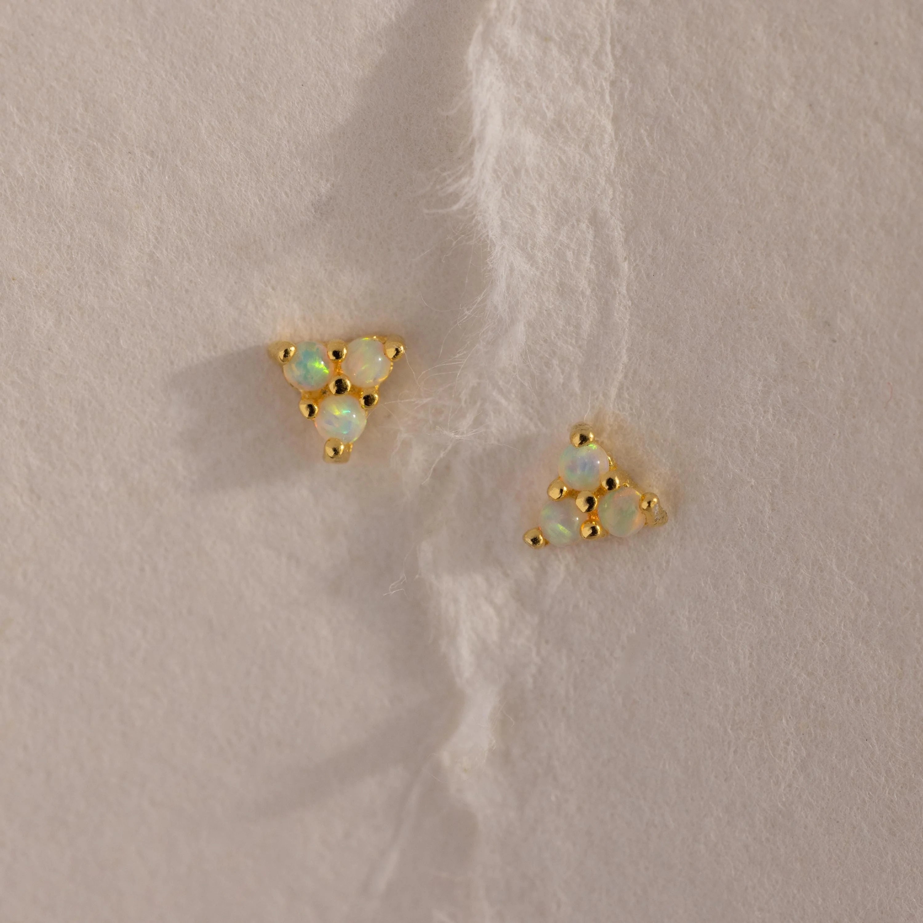 Opal Cluster Flatback Studs Silver 18K Gold Plated