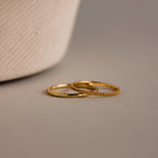Birthstone Tennis Ring Set Silver 18K Gold Plated
