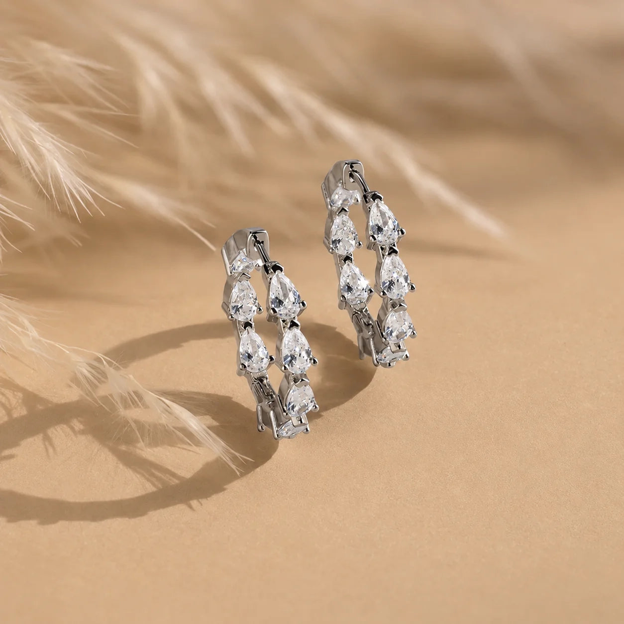 Double-Sided Pear Diamond Hoops
