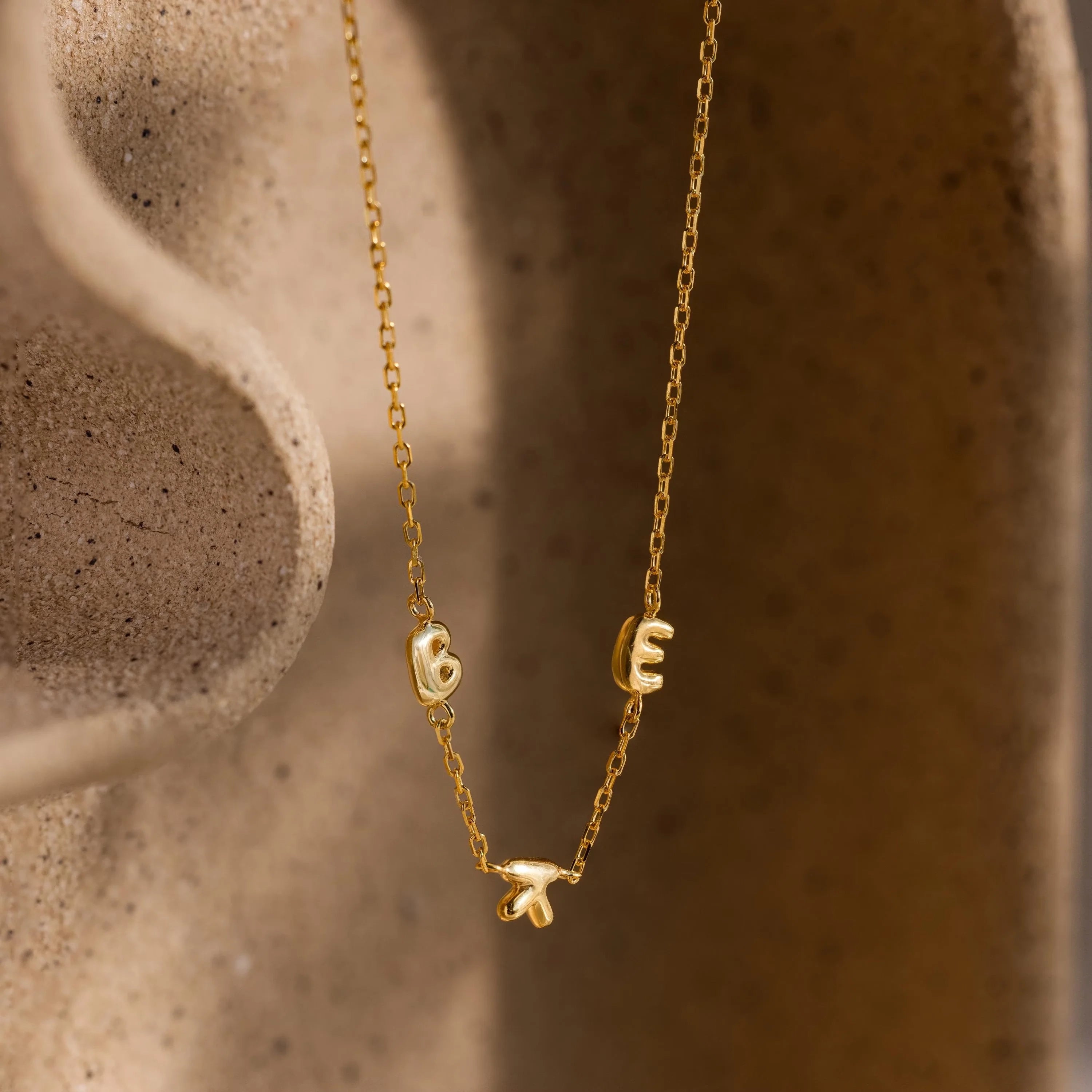 Multiple Bubble Letter Necklace Silver 18K Gold Plated