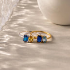 Toi et Moi Oval Birthstone Ring Silver 18K Gold Plated