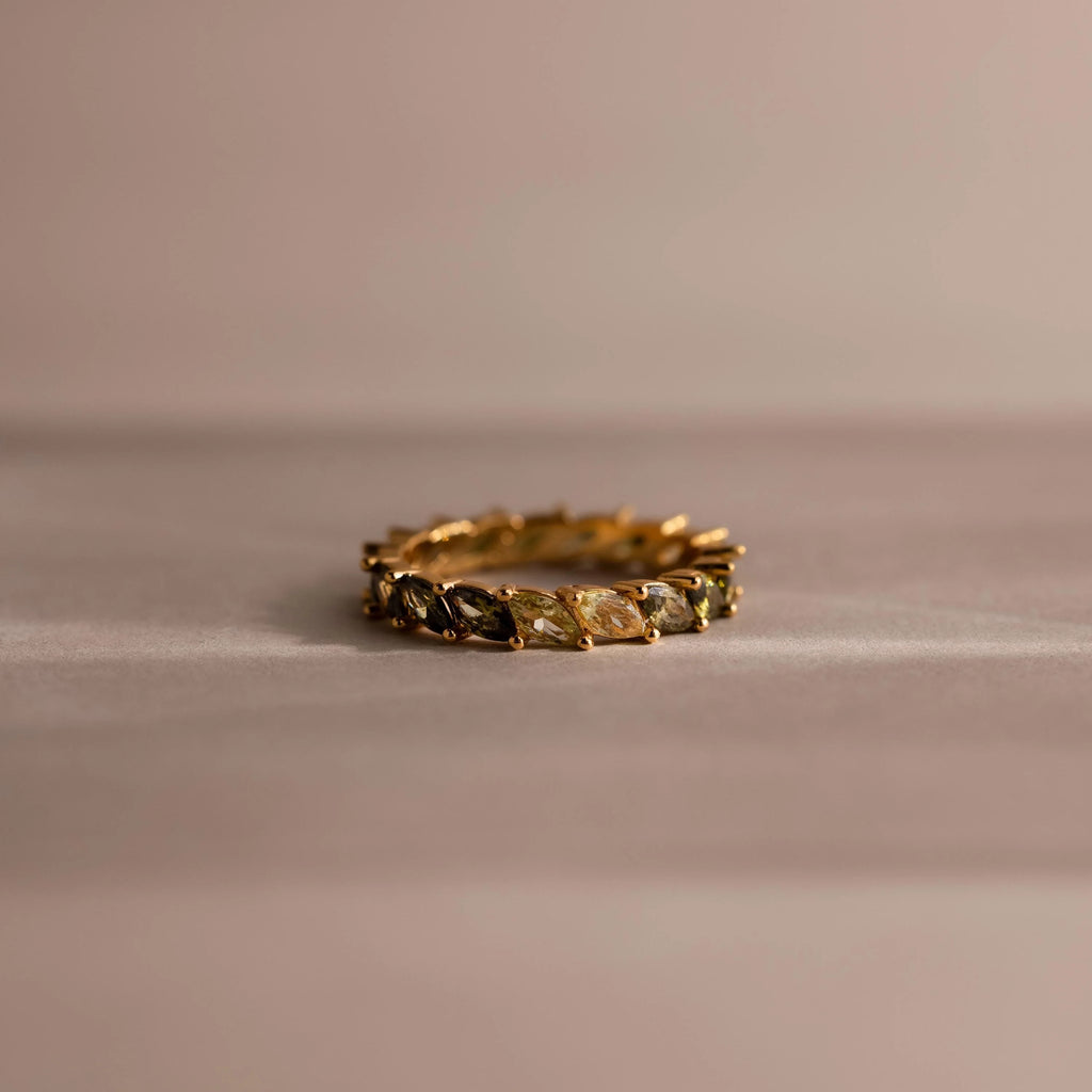 Peridot Marquise Ombre Ring Silver 18K Gold Plated