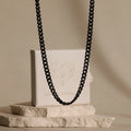 Men's Black Curb Chain Silver 18K Gold Plated