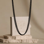 Men's Black Curb Chain Silver 18K Gold Plated
