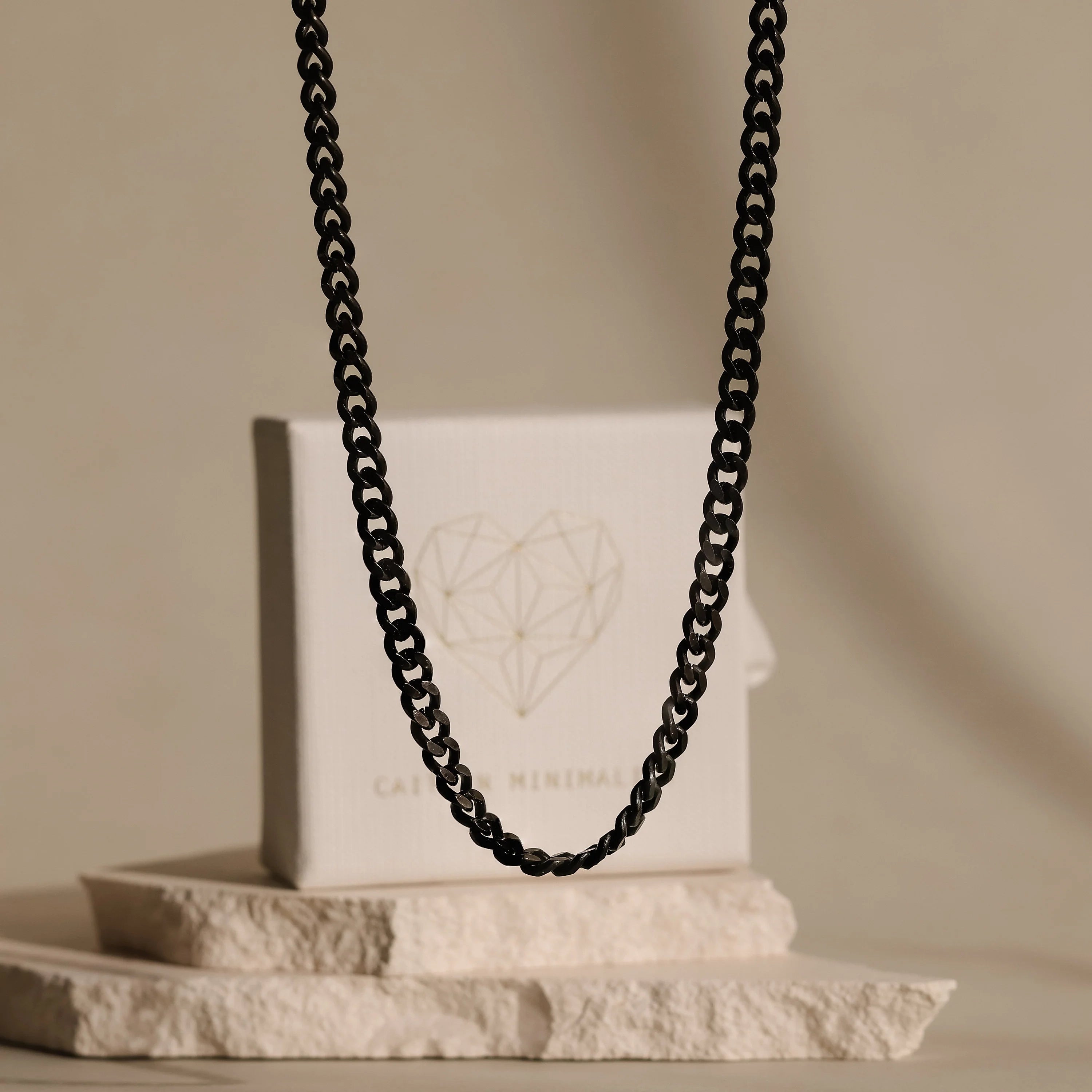Men's Black Curb Chain Silver 18K Gold Plated
