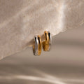 Dainty Mixed Metal Huggies Silver 18K Gold Plated