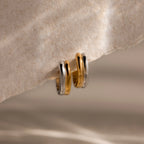 Dainty Mixed Metal Huggies Silver 18K Gold Plated