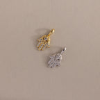Pave Hamsa Hand Charm Silver 18K Gold Plated