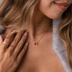 Multiple Teardrop Birthstone Necklace Silver 18K Gold Plated