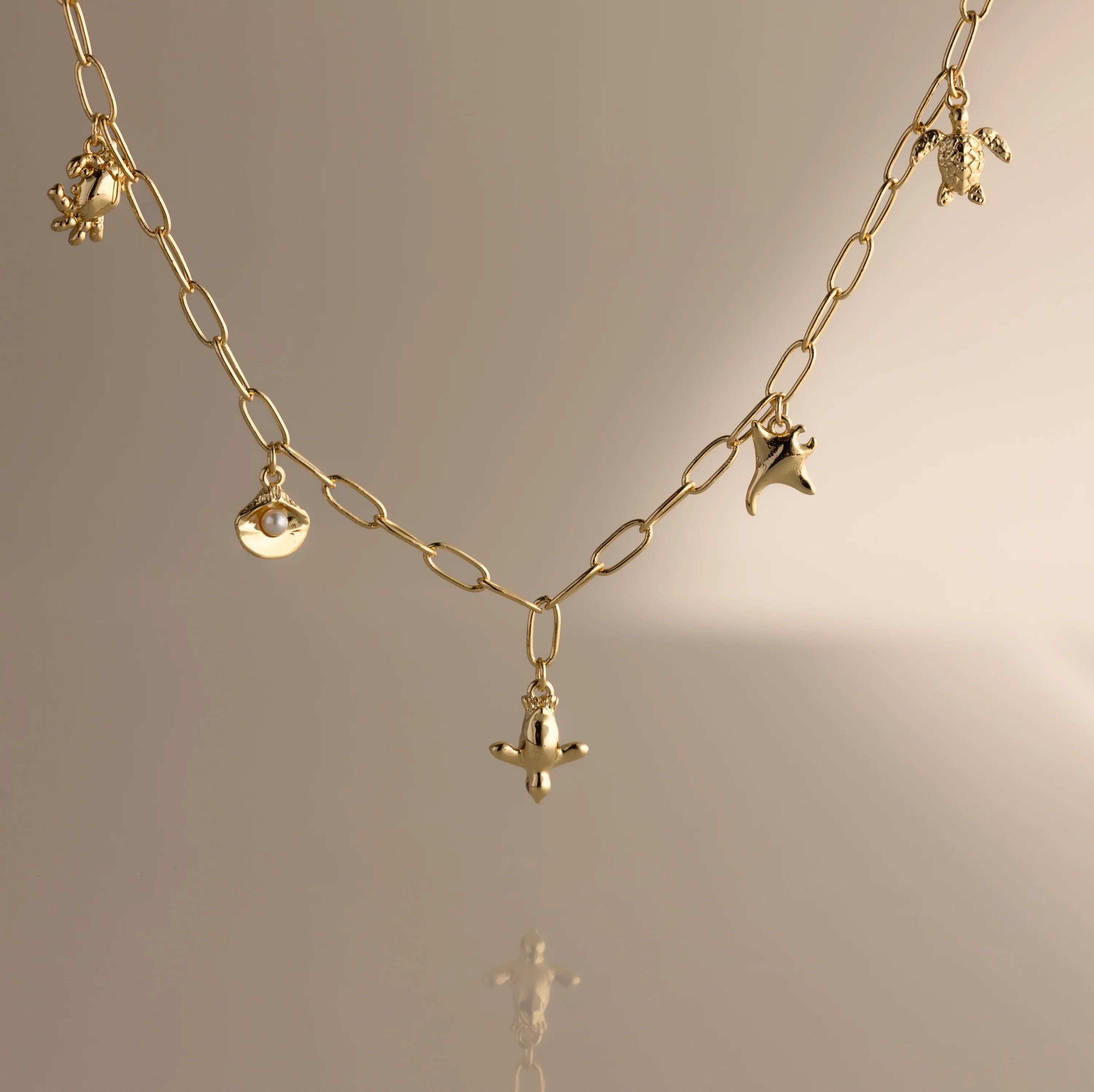 Seaside Charm Necklace Silver 18K Gold Plated