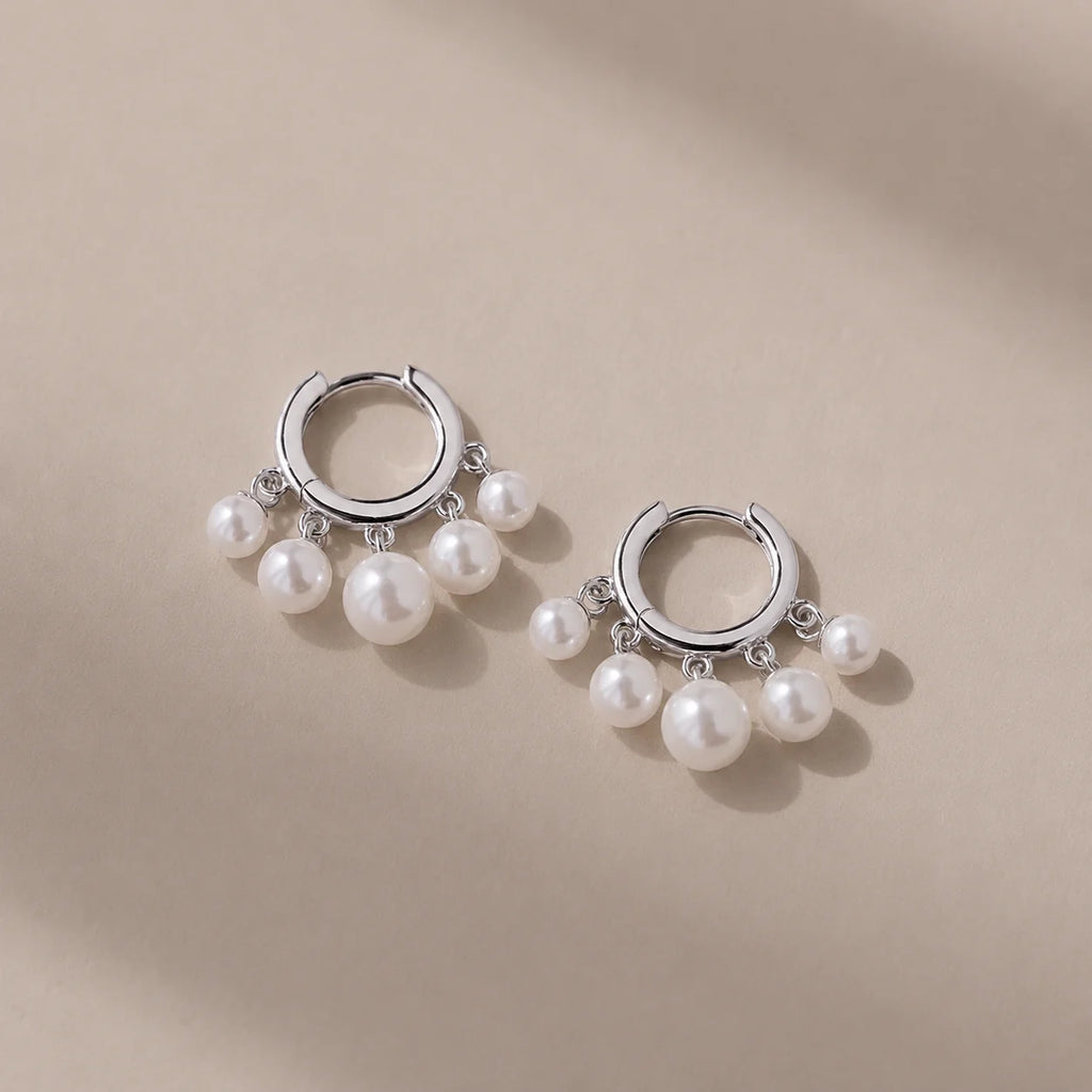 Pearl Chandelier Huggies