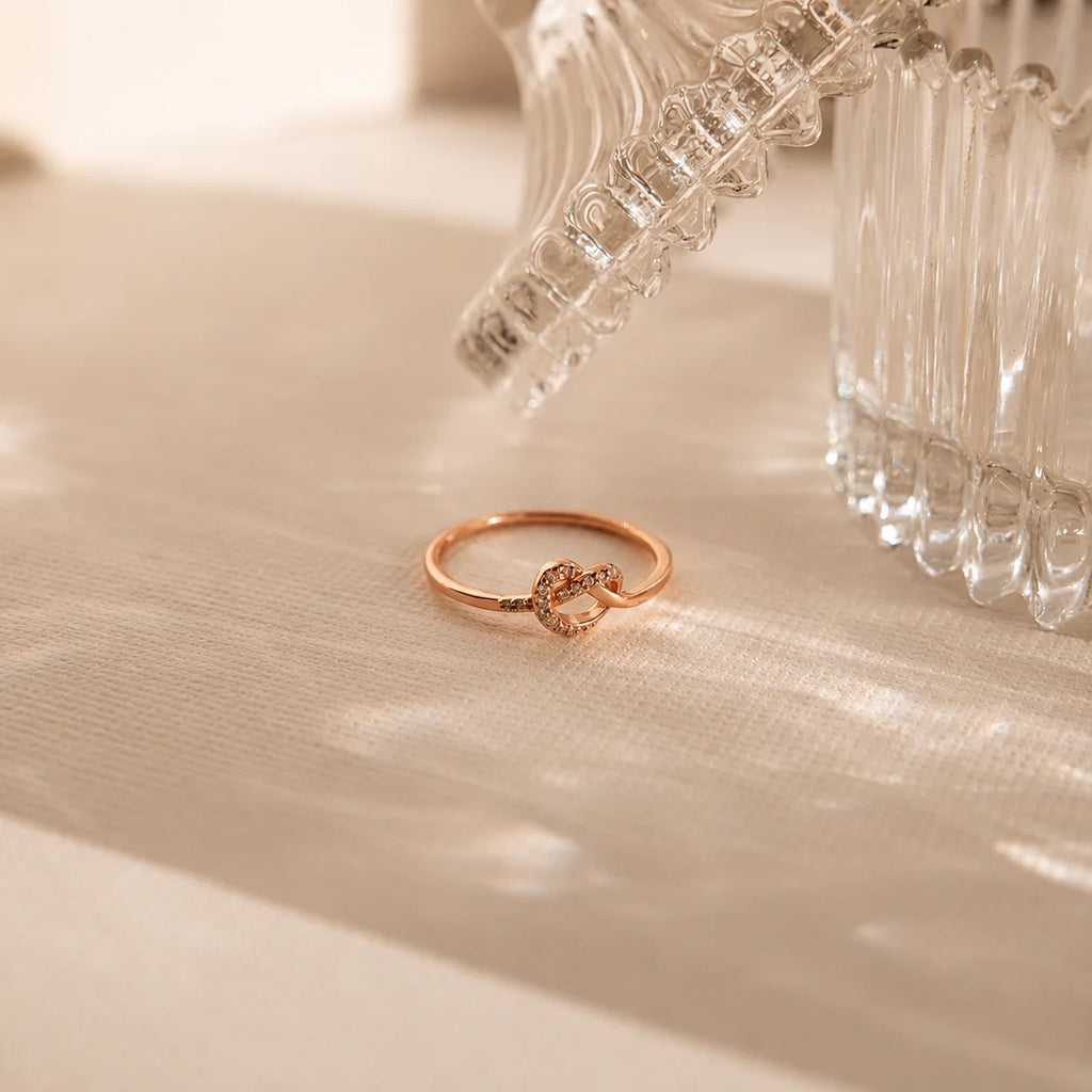 Eternal Love: Diamond Heart Knot Ring