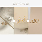 Dainty Opal Earrings Set Silver 18K Gold Plated