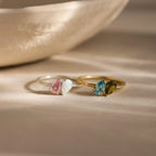 Duo Pear Toi Et Moi Ring Silver 18K Gold Plated