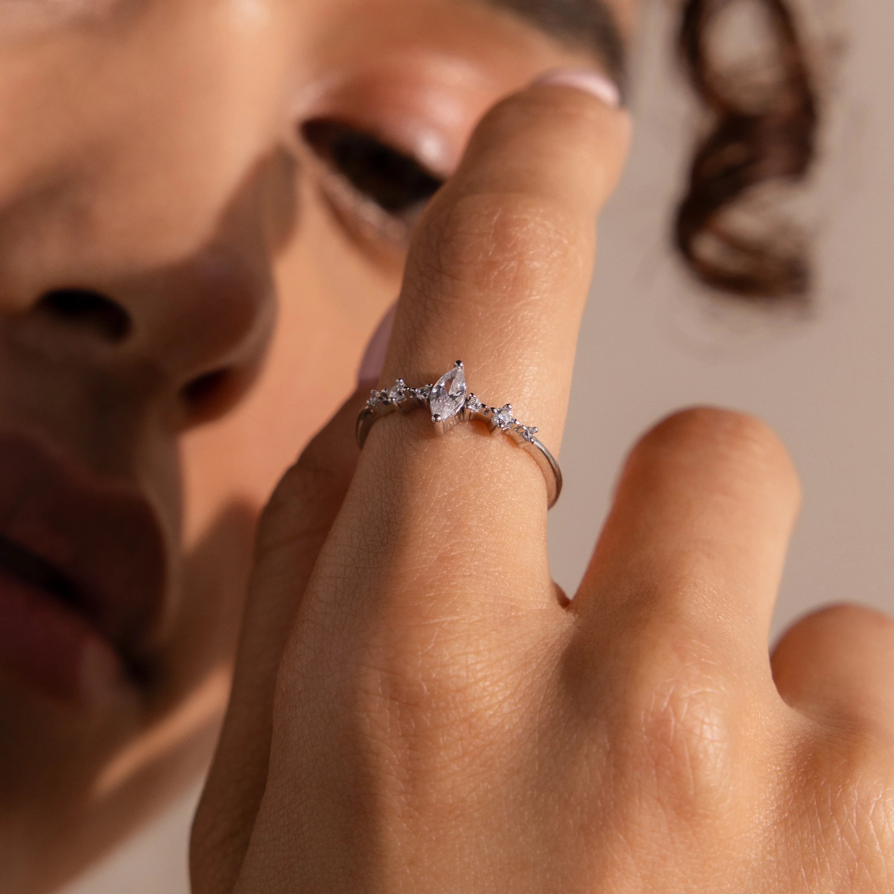 Harlow Diamond Ring Silver 18K Gold Plated
