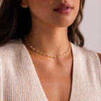 Eternity Pearl Choker Necklace Silver 18K Gold Plated