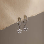 Diamond Blossom Drop Huggies Silver 18K Gold Plated
