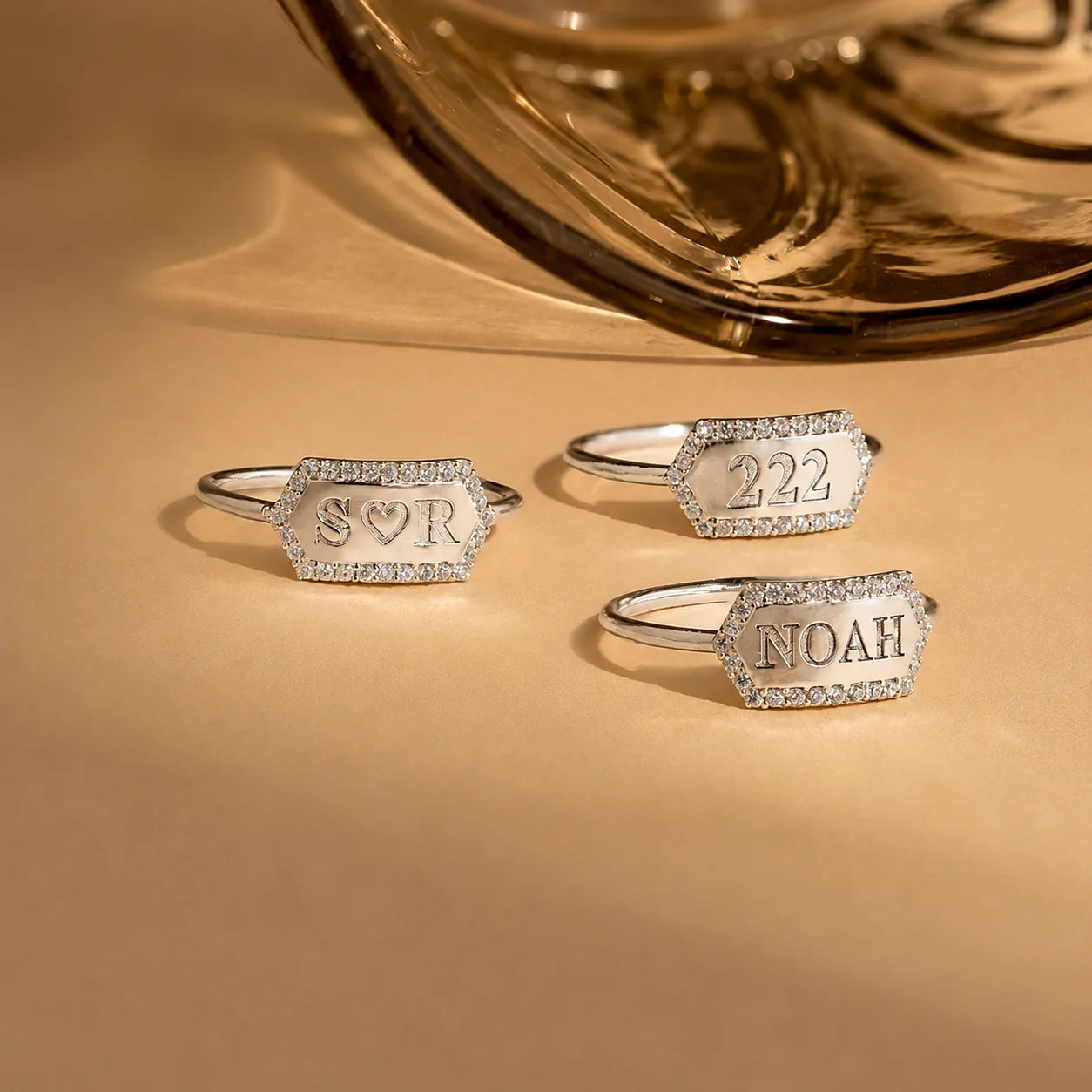 Engraved Hexagon Ring