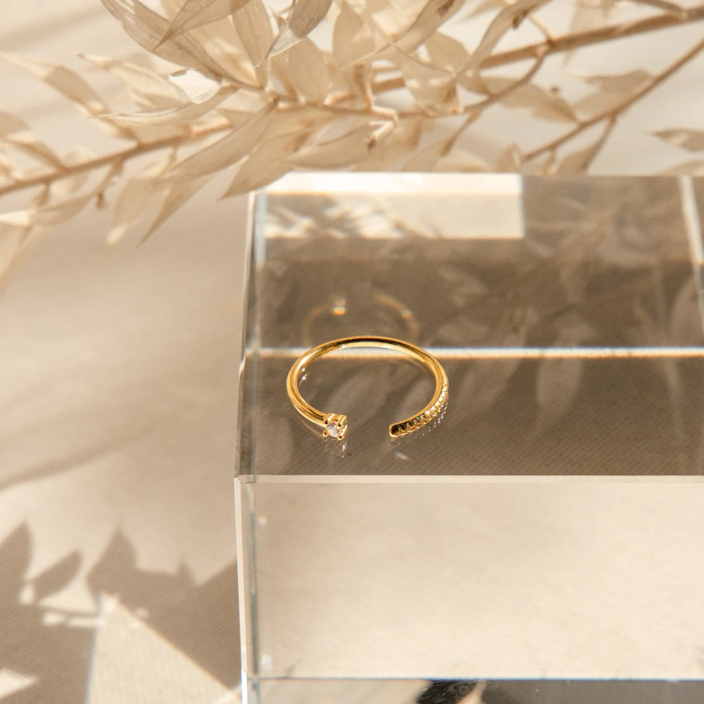 Cecilia Pave Ring Silver 18K Gold Plated