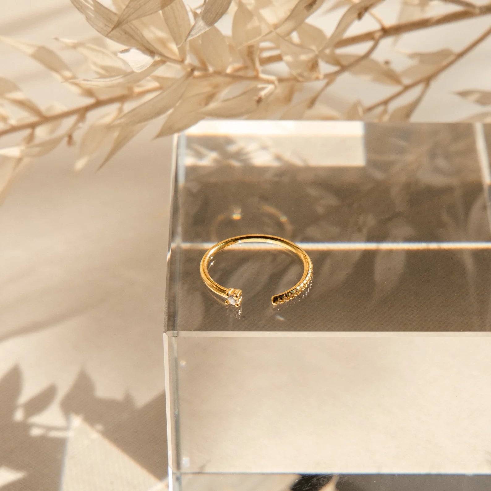 Cecilia Pave Ring Silver 18K Gold Plated