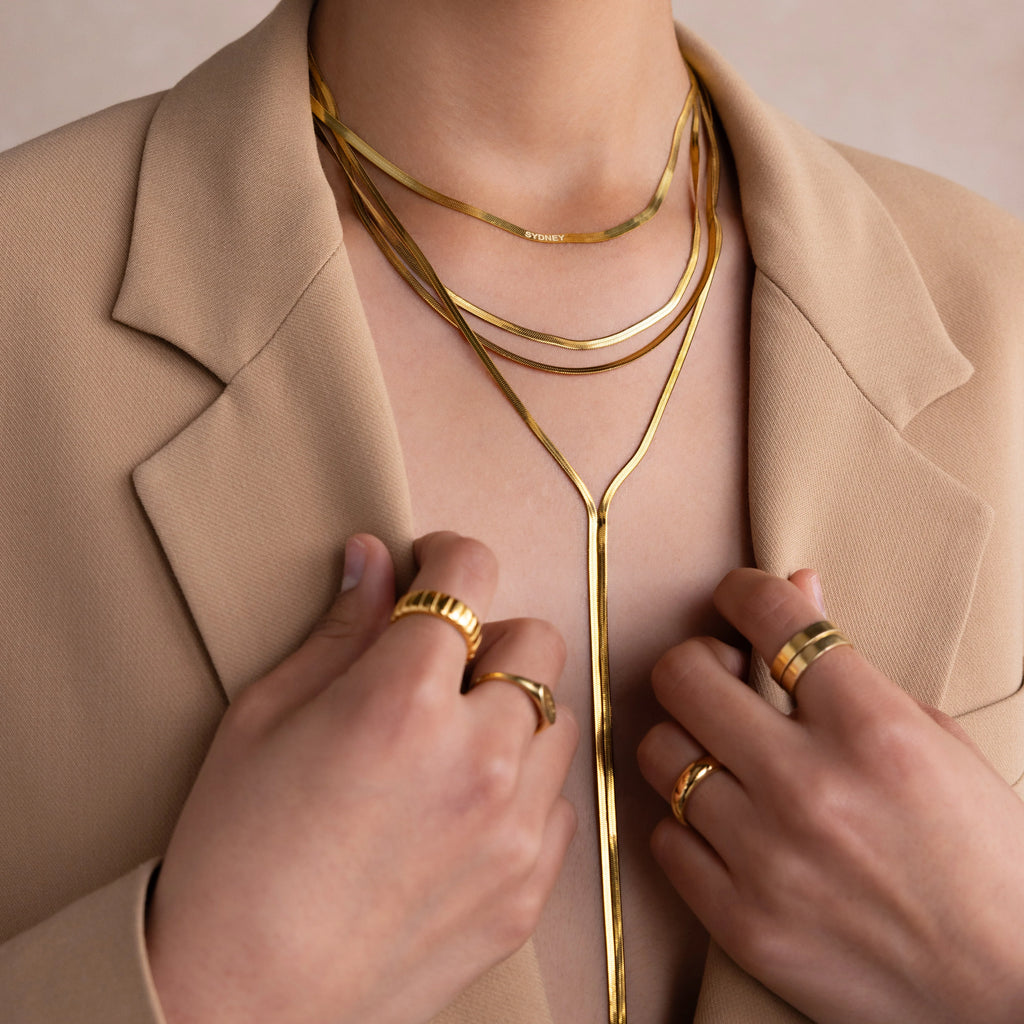 Long Y Lariat Chain Necklace Silver 18K Gold Plated