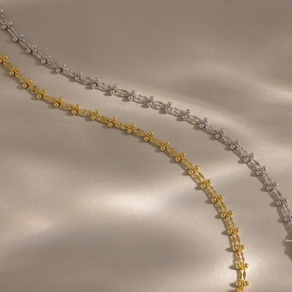Dainty Mirror Chain Bracelet Silver 18K Gold Plated