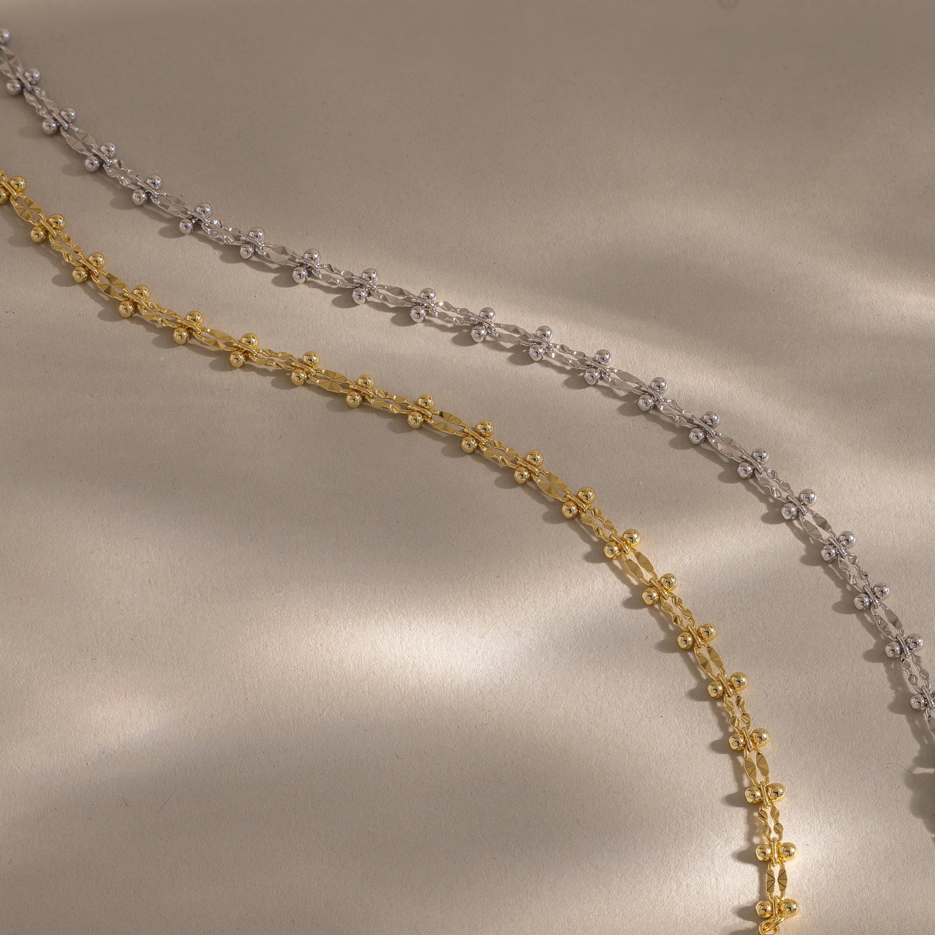 Dainty Mirror Chain Bracelet Silver 18K Gold Plated