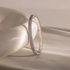 Ribbed Diamond Bangle Silver 18K Gold Plated