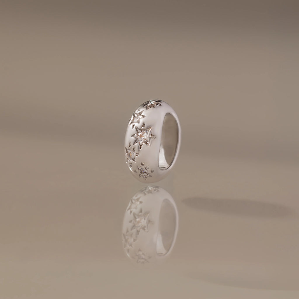 Sprinkle Diamond Dome Spacer Charm Silver 18K Gold Plated