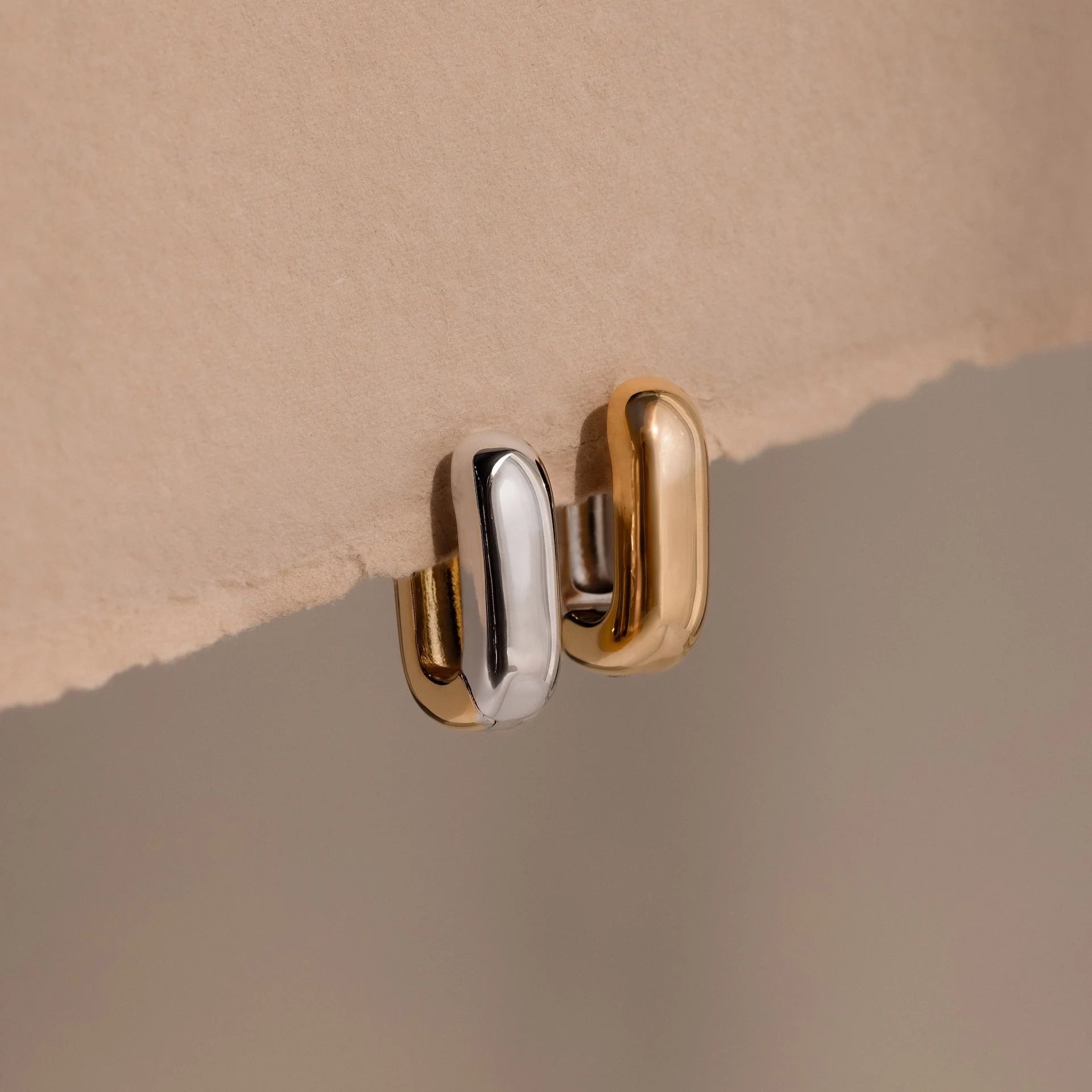 Bold Link Hoops  Silver 18K Gold Plated